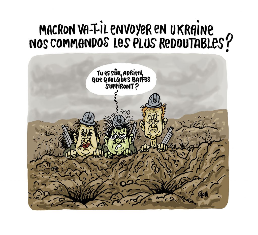 dessin presse humour Mathilde Panot Jean-Luc Mélenchon Adrien Quatennens image drôle envoi commandos Ukraine
