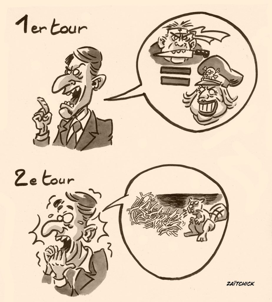dessin presse humour entourloupe élections législatives image drôle Emmanuel Macron