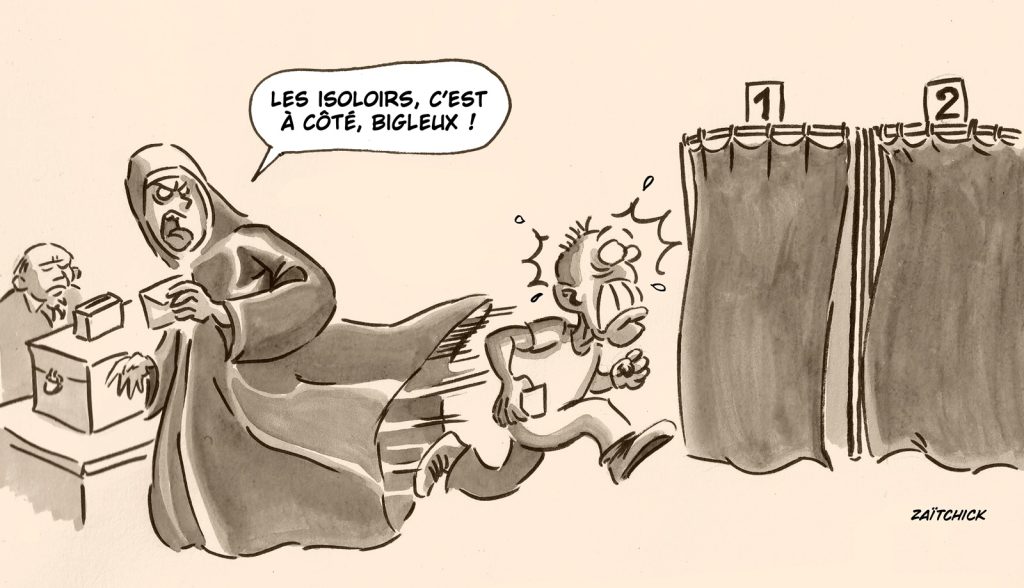 dessin presse humour élections image drôle abaya isoloir