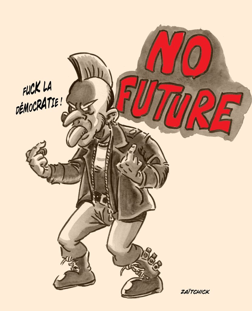 dessin presse humour Emmanuel Macron démocratie image drôle dissolution Assemblée Nationale