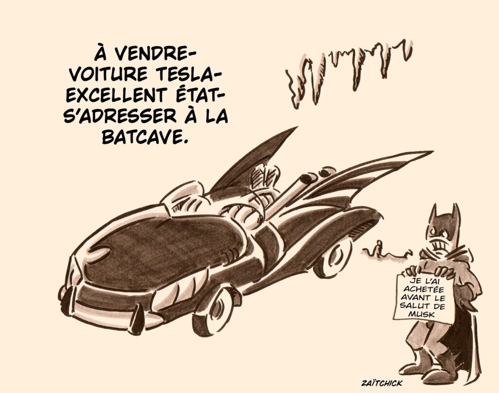 dessin presse humour Batman image drôle voiture Tesla