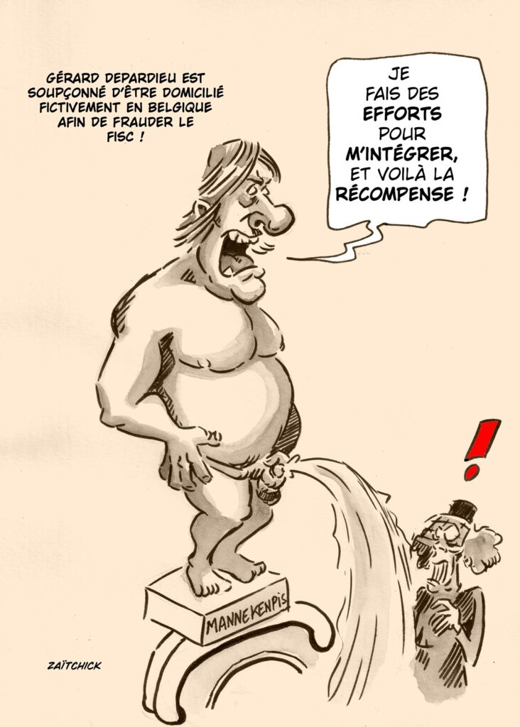 dessin presse humour Gérard Depardieu domiciliation image drôle fraude fiscale