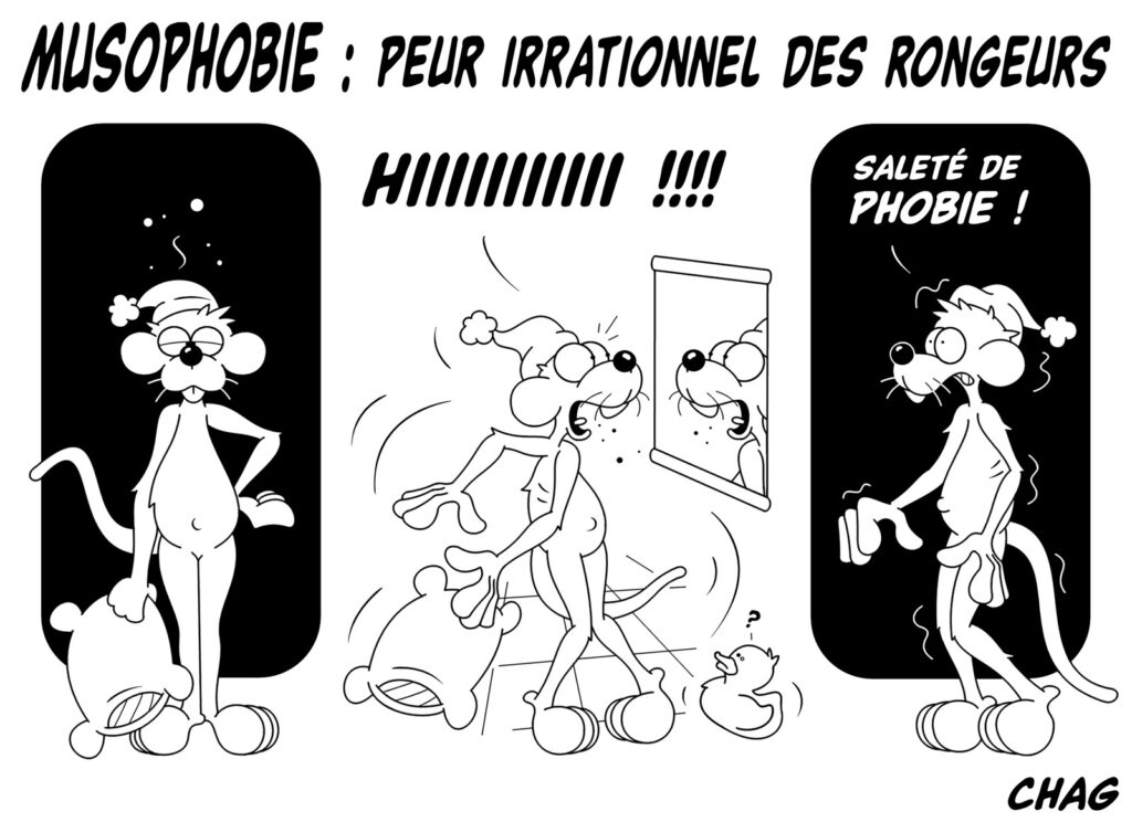 dessin humoristique musophobie image drôle peur rongeur