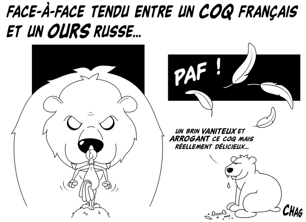 dessin humoristique coq français image drôle ours russe