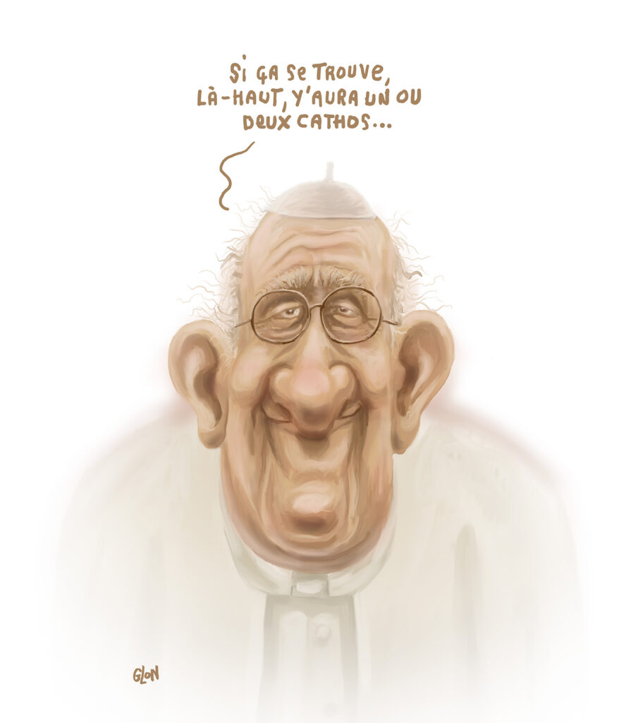 dessin presse humour catholique image drôle mort Pape François