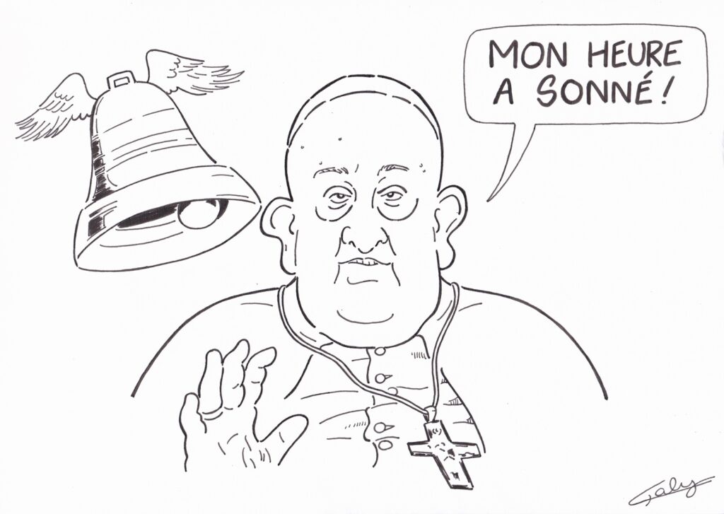 dessin presse humour Pâques image drôle mort Pape François