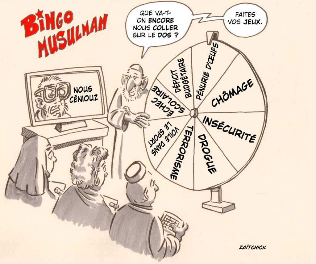 dessin presse humour CNews image drôle musulmans bouc émissaire