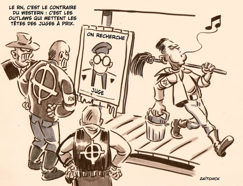 dessin presse humour Marine Le Pen inéligibilité image drôle Rassemblement National
