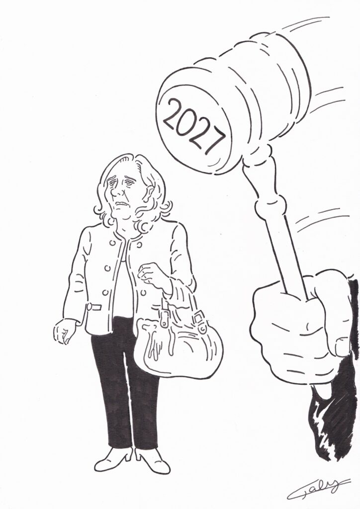 dessin presse humour Marine Le Pen image drôle inéligibilité