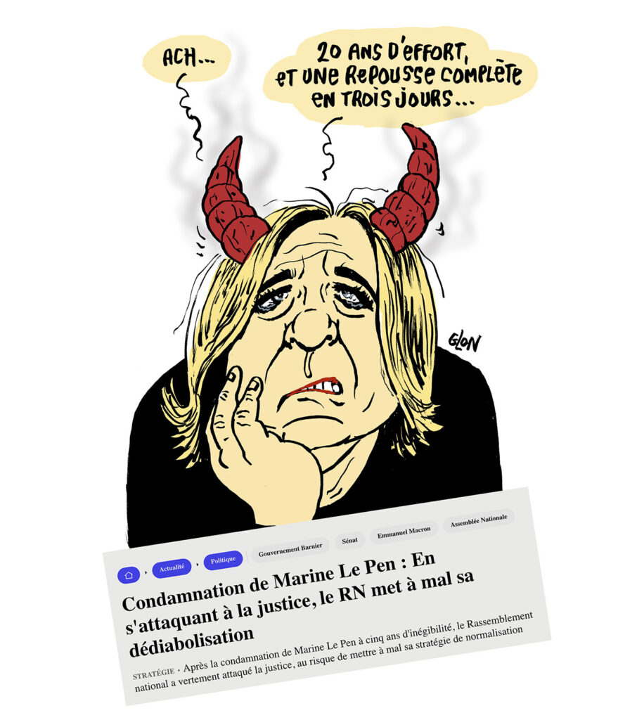 dessin presse humour Marine Le Pen image drôle condamnation
