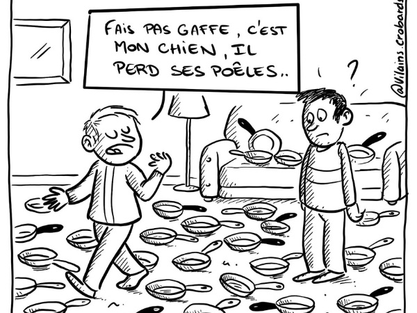 gag image drôle poil chien dessin blague humour poêle