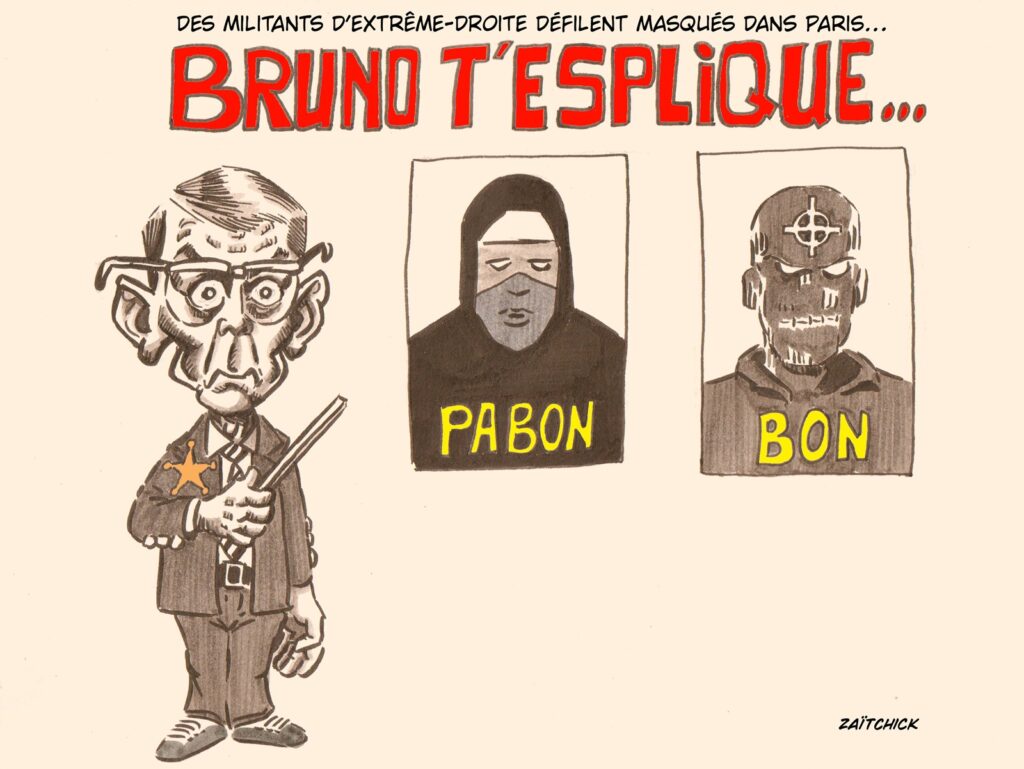 dessin presse humour Bruno Retailleau image drôle extrême droite Paris voile islamique