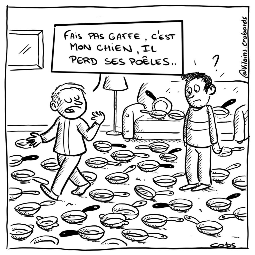 gag image drôle poil chien dessin blague humour poêle